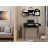 Manhattan Comfort Hampton 35.43 Home Office Desk with Solid Wood Legs in Black