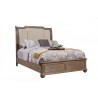 Alpine Furniture Melbourne California / Standard King Sleigh Bed w/Upholstered Headboard, French Truffle - Front Side Angle