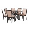 Baxton Studio Eira Modern Sand Fabric and Dark Brown Finished Wood 7 Piece Dining Set - Set in Front Side Angle