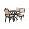 Baxton Studio Mana / Kai Modern Sand Fabric and Dark Brown Finished Wood 5-Piece Dining Set - Set in Front Side Angle - Baxton Studio Mana / Kai Modern Sand Fabric and Dark Brown Finished Wood 5-Piece Dining Set - Set in Front Side Angle