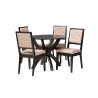 Baxton Studio Noe Modern Sand Fabric and Dark Brown Finished Wood 5-Piece Dining Set - Set in Front Side Angle