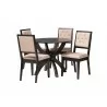 Baxton Studio Noe Modern Sand Fabric and Dark Brown Finished Wood 5-Piece Dining Set - Set in Front Side Angle - Baxton Studio Noe Modern Sand Fabric and Dark Brown Finished Wood 5-Piece Dining Set - Set in Front Side Angle