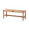Baxton Studio Saura Mid-Century Modern Oak Brown Finished Wood and Hemp Dining Bench - Angled