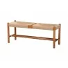 Baxton Studio Saura Mid-Century Modern Oak Brown Finished Wood and Hemp Dining Bench - Angled - Baxton Studio Saura Mid-Century Modern Oak Brown Finished Wood and Hemp Dining Bench - Angled