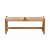 Baxton Studio Saura Mid-Century Modern Oak Brown Finished Wood and Hemp Dining Bench - Front