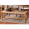 Baxton Studio Saura Mid-Century Modern Oak Brown Finished Wood and Hemp Dining Bench - Lifestyle - Baxton Studio Saura Mid-Century Modern Oak Brown Finished Wood and Hemp Dining Bench - Lifestyle