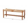 Baxton Studio Saura Mid-Century Modern Oak Brown Finished Wood and Hemp Dining Bench - With Dimensions