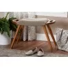 Baxton Studio Banner Mid-Century Modern Light Brown Fabric Upholstered and Oak Brown Finished Wood Accent Bench - Lifestyle - Baxton Studio Banner Mid-Century Modern Light Brown Fabric Upholstered and Oak Brown Finished Wood Accent Bench - Lifestyle