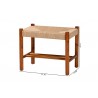 Baxton Studio Saura Mid-Century Modern Oak Brown Finished Wood and Hemp Accent Bench - With Dimensions