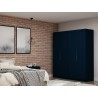 Manhattan Comfort Mulberry 2 Sectional Modern Wardrobe Closet with 4 Drawers - Set of 2 in Tatiana Midnight Blue