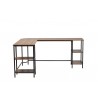 Baxton Studio Lydia Modern Walnut Brown Finished Wood and Black Metal L-Shaped Corner Desk with Shelves - Angle