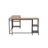 Baxton Studio Lydia Modern Walnut Brown Finished Wood and Black Metal L-Shaped Corner Desk with Shelves - View