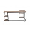 Baxton Studio Lydia Modern Walnut Brown Finished Wood and Black Metal L-Shaped Corner Desk with Shelves - Front Angle