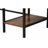 Baxton Studio Lydia Modern Walnut Brown Finished Wood and Black Metal L-Shaped Corner Desk with Shelves - Closeup Base Angle