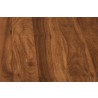Baxton Studio Lydia Modern Walnut Brown Finished Wood and Black Metal L-Shaped Corner Desk with Shelves - Closeup Top Angle