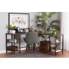 Baxton Studio Lydia Modern Walnut Brown Finished Wood and Black Metal L-Shaped Corner Desk with Shelves - Lifestyle