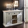 Nova Solo Halifax White Mahogany Buffet, 3 Drawers, 2 Doors and 2 Shelves w/ Rattan Baskets - Lifestyle