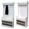 ova Solo Halifax Hallway Wardrobe Bench with Cushion and 2 Rattan Baskets - Front Side Angle - ova Solo Halifax Hallway Wardrobe Bench with Cushion and 2 Rattan Baskets - Front Side Angle