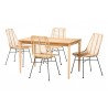 Baxton Studio Manhattan Modern Bohemian Rattan and Natural Oak Finished Wood 5-Piece Dining Set - Set in Front Side Angle