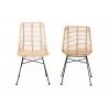 Baxton Studio Manhattan Modern Bohemian Natural Brown Rattan and Black Metal Dining Chair - Set of Two - Front And Back Angle