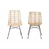Baxton Studio Manhattan Modern Bohemian Natural Brown Rattan and Black Metal Dining Chair - Set of Two - Front And Back Angle - Baxton Studio Manhattan Modern Bohemian Natural Brown Rattan and Black Metal Dining Chair - Set of Two - Front And Back Angle