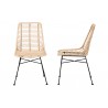 Baxton Studio Manhattan Modern Bohemian Natural Brown Rattan and Black Metal Dining Chair - Set of Two - Front And Side Angle