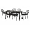 Baxton Studio Aniceta Modern Bohemian Black Finished Wood and Rattan 7-Piece Dining Set - Set in Front Side Angle