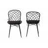 Baxton Studio Sabelle Modern Bohemian Black Finished Rattan and Metal Dining Chair - Set of Two - Front and Back Angle