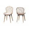 Baxton Studio Sabelle Modern Bohemian Natural Brown Finished Teak Wood and Greywashed Rattan Dining Chair - Front Side and Back Side Angle