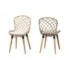 Baxton Studio Sabelle Modern Bohemian Natural Brown Finished Teak Wood and Greywashed Rattan Dining Chair - Front Side and Back Side Angle - Baxton Studio Sabelle Modern Bohemian Natural Brown Finished Teak Wood and Greywashed Rattan Dining Chair - Front Side and Back Side Angle