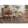 Baxton Studio Gedali Modern Bohemian Greywashed Rattan and Natural Brown Finished Wood 7-Piece Dining Set - Lifestyle