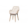 Baxton Studio Gedali Modern Bohemian Greywashed Rattan and Natural Brown Finished Wood 7-Piece Dining Set - Armchair in Front Side Angle