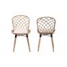Baxton Studio Sabelle Modern Bohemian Natural Brown Finished Teak Wood and Greywashed Rattan Dining Chair - Front and Back Angle