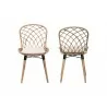 Baxton Studio Sabelle Modern Bohemian Natural Brown Finished Teak Wood and Greywashed Rattan Dining Chair - Front and Back Angle - Baxton Studio Sabelle Modern Bohemian Natural Brown Finished Teak Wood and Greywashed Rattan Dining Chair - Front and Back Angle