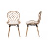Baxton Studio Sabelle Modern Bohemian Natural Brown Finished Teak Wood and Greywashed Rattan Dining Chair - Front and Side Angle