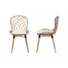 Baxton Studio Sabelle Modern Bohemian Natural Brown Finished Teak Wood and Greywashed Rattan Dining Chair - Front and Side Angle - Baxton Studio Sabelle Modern Bohemian Natural Brown Finished Teak Wood and Greywashed Rattan Dining Chair - Front and Side Angle