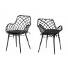 cBaxton Studio Ballerina Modern Bohemian Black Finished Rattan and Metal Dining Chair - Set of Two - Front Side and Back Side Angle