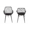 cBaxton Studio Ballerina Modern Bohemian Black Finished Rattan and Metal Dining Chair - Set of Two - Front and Back Angle