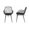 cBaxton Studio Ballerina Modern Bohemian Black Finished Rattan and Metal Dining Chair - Set of Two - Front and Side Angle