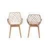 Baxton Studio Ballerina Modern Bohemian Greywashed Rattan and Natural Brown Finished Wood 2-Piece Dining Chair Set - Front and Back  Angle