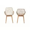 Baxton Studio Ballerina Modern Bohemian Greywashed Rattan and Natural Brown Finished Wood 2-Piece Dining Chair Set - Front and Back  Angle - Baxton Studio Ballerina Modern Bohemian Greywashed Rattan and Natural Brown Finished Wood 2-Piece Dining Chair Set - Front and Back  Angle