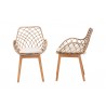 Baxton Studio Ballerina Modern Bohemian Greywashed Rattan and Natural Brown Finished Wood 2-Piece Dining Chair Set - Front and Side Angle