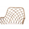Baxton Studio Ballerina Modern Bohemian Greywashed Rattan and Natural Brown Finished Wood 2-Piece Dining Chair Set - Seat Closeup Top Angle