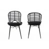 Baxton Studio Brenna Modern Bohemian Black Finished Rattan and Metal Dining Chair - Front and Back Angle
