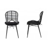 Baxton Studio Brenna Modern Bohemian Black Finished Rattan and Metal Dining Chair - Front and Side Angle