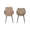 Baxton Studio Ballerina Modern Bohemian Greywashed Rattan and Black Metal 2-Piece Dining Chair Set - Front and Back Angle