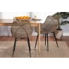Baxton Studio Ballerina Modern Bohemian Greywashed Rattan and Black Metal 2-Piece Dining Chair Set - Lifestyle