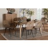 Baxton Studio Emmali Modern Bohemian Greywashed Rattan and Natural Brown Finished Wood 7-Piece Dining Set - Lifestyle