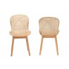 Baxton Studio Sabelle Japandi Natural Brown Mahogany and Rattan 2-Piece Dining Chair Set - Front and Back Angle