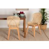 Baxton Studio Sabelle Japandi Natural Brown Mahogany and Rattan 2-Piece Dining Chair Set - Lifestyle